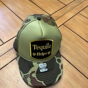Camouflage Trucker Hat with Tequila Helps Patch